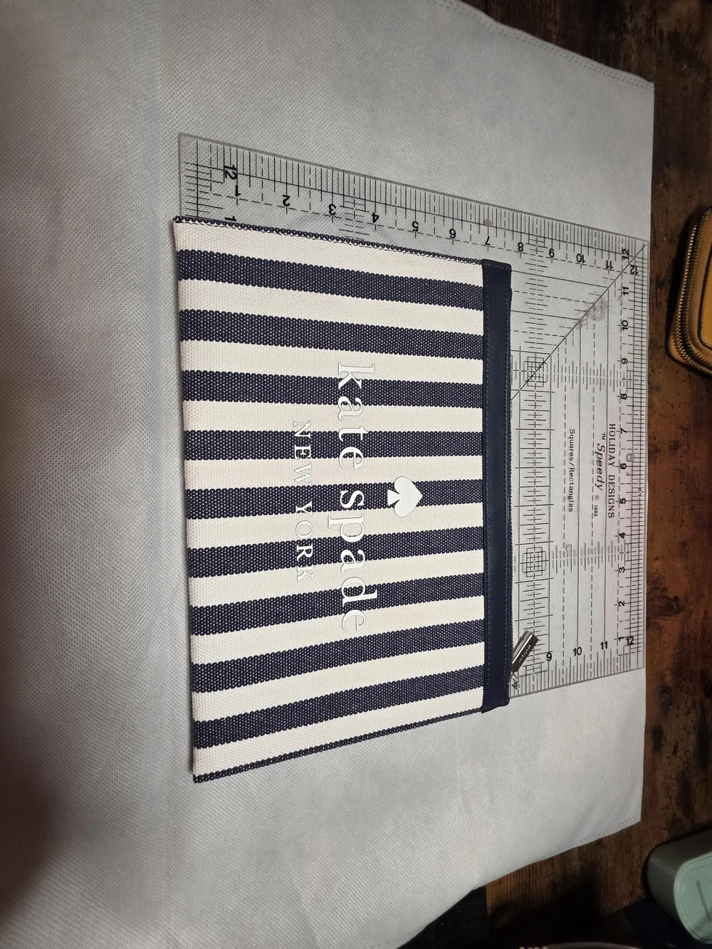 kate spade New York Navy & White Striped Pouch